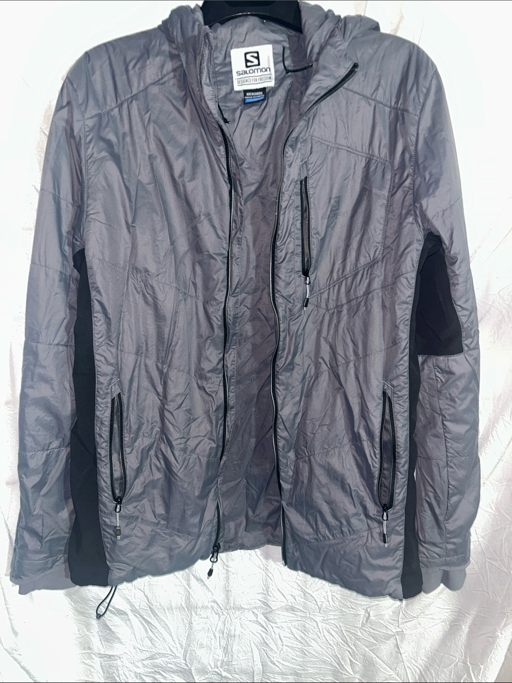 Salomon Men's Light Gray & Black Lightweight Hooded Jacket